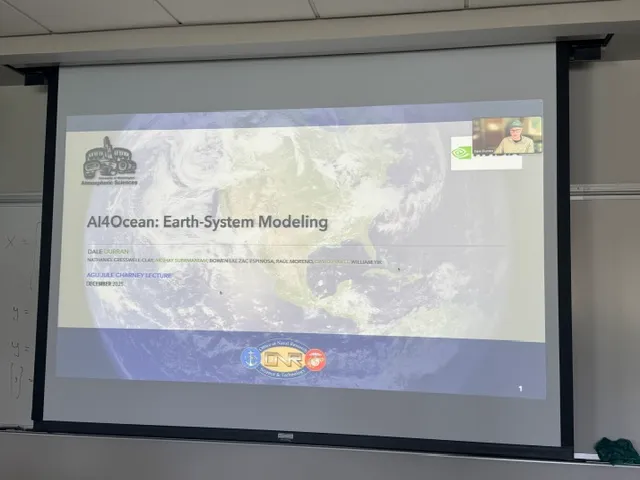 Prof. Dale Duran giving an online lecture on Earth-System Modeling with ML.