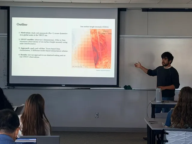 Tatsu is giving a lecture on score-based diffusion model for satellite data assimilation.